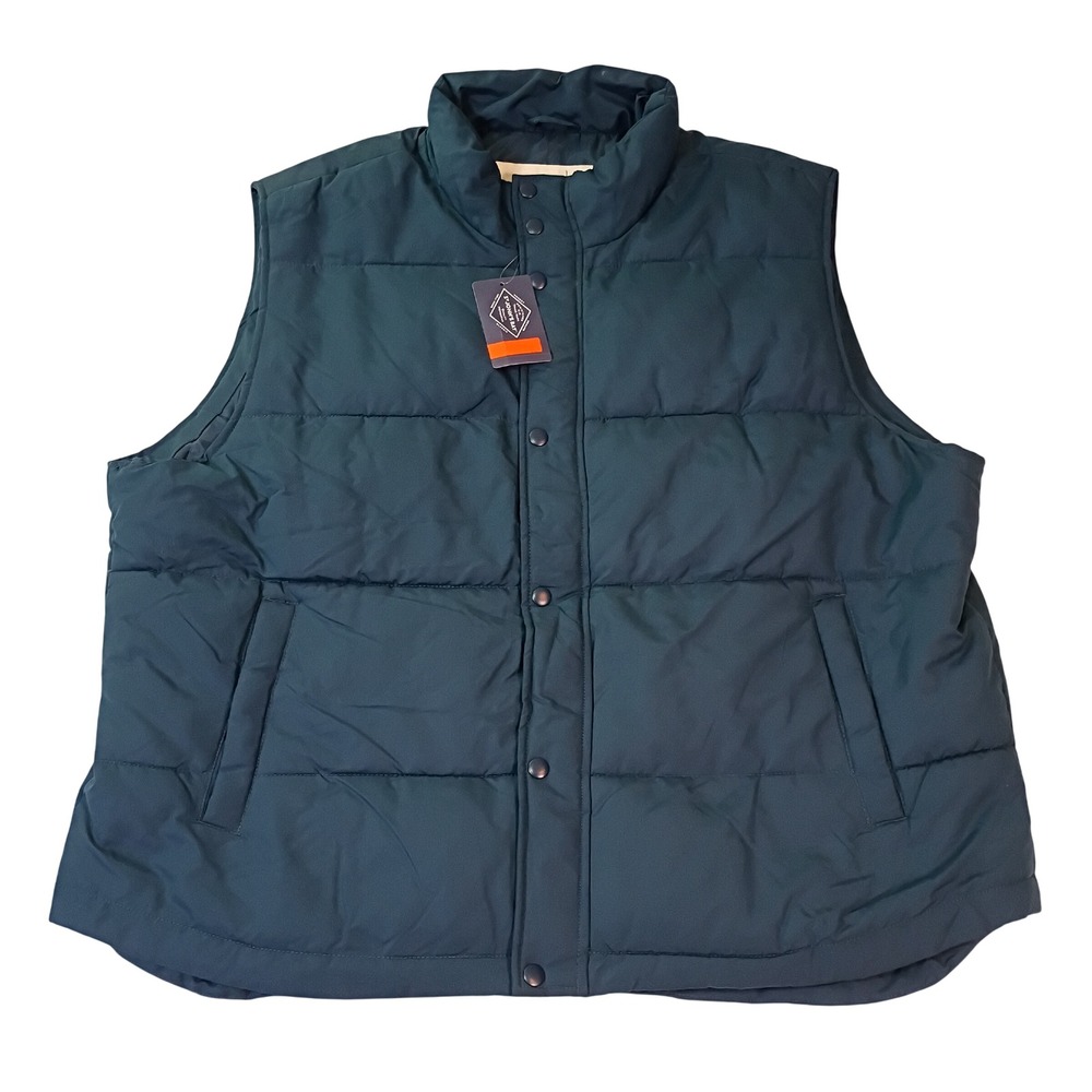 St Johns Bay Mens Puffer Vest Teal‎ Night Blue Green Quilted XXL New With Tags